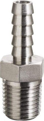 Made in USA - 3/8" Grade 316 Stainless Steel Pipe Hose Connector - Hose Barb x MNPT End Connections, 3,600 psi - Eagle Tool & Supply