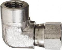 Made in USA - 3/8" Grade 316 Stainless Steel Pipe 90° Elbow - FNPT x NPSM Swivel End Connections, 4,000 psi - Eagle Tool & Supply