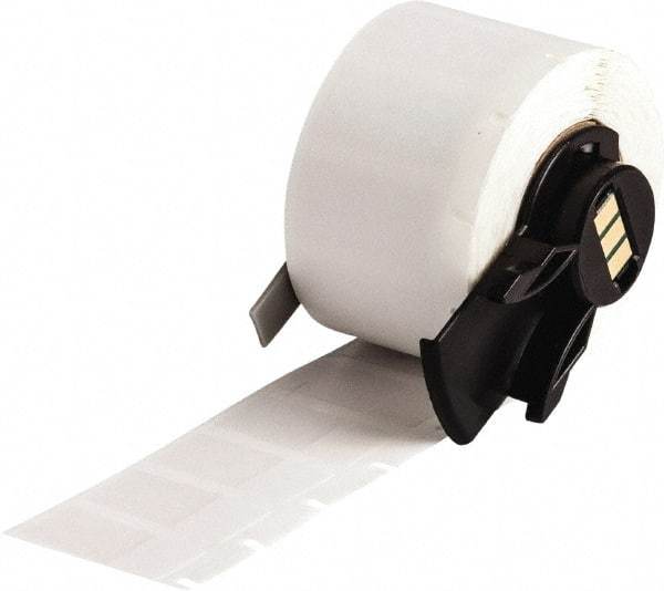 Brady - 1/2" Wide x 1" Long, Clear/White Vinyl Cable Tag - For BMP61 Labeling System, BMP71 Label Printer, TLS 2200 Thermal Labeling System, TLS-pc Link Thermal Labeling System - Eagle Tool & Supply
