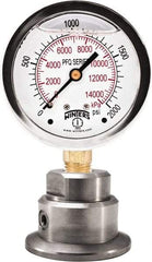 Winters - 2-1/2" Dial, 1/4 Thread, 0-600 Scale Range, Pressure Gauge - Bottom Connection Mount, Accurate to 1.5% of Scale - Eagle Tool & Supply