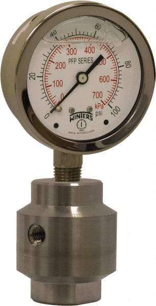 Winters - 4" Dial, 1/2 Thread, 0-30 Scale Range, Pressure Gauge - Bottom Connection Mount, Accurate to 1% Full-Scale of Scale - Eagle Tool & Supply
