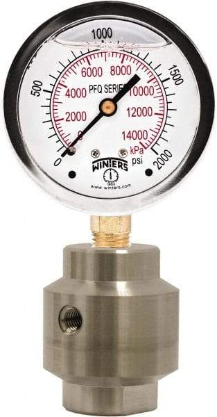 Winters - 4" Dial, 1/4 Thread, 0-600 Scale Range, Pressure Gauge - Bottom Connection Mount, Accurate to 1.5% of Scale - Eagle Tool & Supply