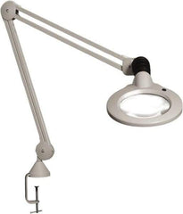 Vision Engineering - 45" Arm, Spring Suspension, Clamp Mount, LED, Light Gray, Magnifying Task Light - 9 Watts, 120 Volts, 2.25x Magnification - Eagle Tool & Supply