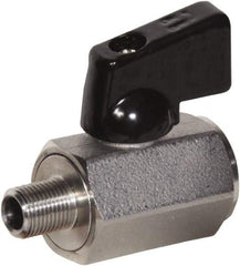 Value Collection - 1/8" Pipe, Full Port, Stainless Steel Miniature Ball Valve - Inline - Two Way Flow, MNPT x FNPT Ends, Wedge Handle, 1,000 WOG, 150 WSP - Eagle Tool & Supply