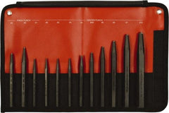 Mayhew - 12 Piece, 3/32 to 3/8", Center & Prick Punch Set - Hex Shank, Steel, Comes in Kit Bag - Eagle Tool & Supply