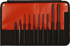 Mayhew - 10 Piece, 1/8 to 3/8", Assorted Brass Punch Kit - Hex Shank, Steel, Comes in Kit Bag - Eagle Tool & Supply