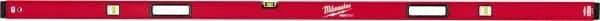 Milwaukee Tool - Magnetic 78" Long 3 Vial Box Beam Level - Aluminum, Red, 1 Level & 2 Plumb Vials - Eagle Tool & Supply