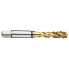 1/4-20 2B 3-Flute PM Cobalt Blue Ring Semi-Bottoming 40 degree Spiral Flute Tap-TiN - Eagle Tool & Supply