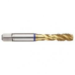 1/4-28 2B 3-Flute PM Cobalt Blue Ring Semi-Bottoming 40 degree Spiral Flute Tap-TiN - Eagle Tool & Supply