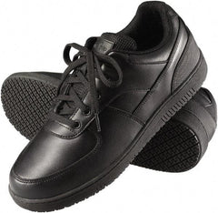 Genuine Grip - Men's Size 11.5 Wide Width Plain Work Shoe - Black, Leather Upper, Rubber Outsole, 4" High, Dielectric, Non-Slip - Eagle Tool & Supply