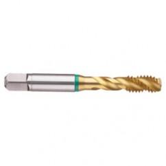 10-24 2B 3-Flute Cobalt Green Ring Semi-Bottoming 40 degree Spiral Flute Tap-TiN - Eagle Tool & Supply