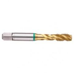 12-24 2B 3-Flute Cobalt Green Ring Semi-Bottoming 40 degree Spiral Flute Tap-TiN - Eagle Tool & Supply