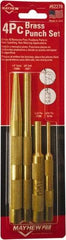 Mayhew - 4 Piece, 3/16 to 3/8", Assorted Brass Punch Kit - Round Shank, Brass, Comes in Carded - Eagle Tool & Supply