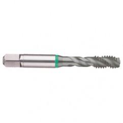 M18x2.5 6H 4-Flute Cobalt Green Ring Semi-Bottoming 40 degree Spiral Flute Tap-TiCN - Eagle Tool & Supply