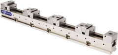 Samchully - 50mm Jaw Width, 500, 215, 120 & 75mm Jaw Opening Capacity, Horizontal Stationary Machine Vise - Manual Operation, 4 Stations, 600mm Long x 24.9mm Deep, 25mm Jaw Height, Alloy Steel - Eagle Tool & Supply