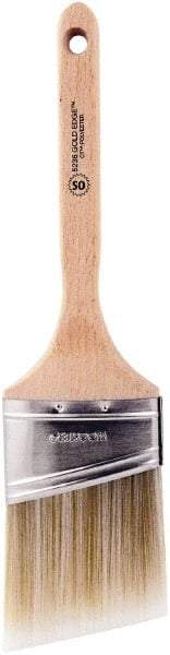 Wooster Brush - 3" Oval/Angle Polyester Angular Brush - 2-15/16" Bristle Length, 6-5/8" Wood Fluted Handle - Eagle Tool & Supply
