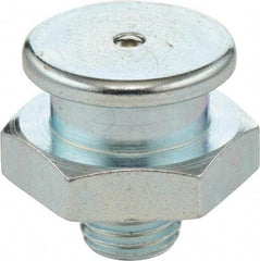 Umeta - Straight Head Angle, M8x1.25 Metric Stainless Steel Button-Head Grease Fitting - 17mm Hex, 17mm Overall Height - Eagle Tool & Supply