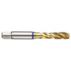 3/8-24 3B 3-Flute Cobalt Blue Ring Semi-Bottoming 40 degree Spiral Flute Tap-TiN - Eagle Tool & Supply