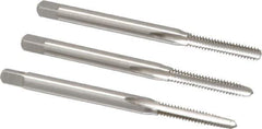 Cleveland - #4-40 UNC, 3 Flute, Bottoming, Plug & Taper, Bright Finish, High Speed Steel Tap Set - Right Hand Cut, 1-7/8" OAL, 0.31" Thread Length - Eagle Tool & Supply