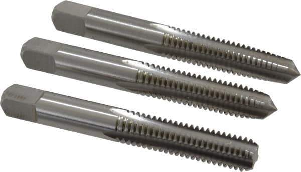 Cleveland - 3/8-16 UNC, 4 Flute, Bottoming, Plug & Taper, Bright Finish, High Speed Steel Tap Set - Right Hand Cut, 2.938" OAL, 3/4" Thread Length - Eagle Tool & Supply