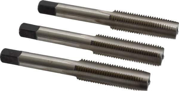 Cleveland - 7/16-20 UNF, 4 Flute, Bottoming, Plug & Taper, Bright Finish, High Speed Steel Tap Set - Right Hand Cut, 3-5/32" OAL, 0.88" Thread Length - Eagle Tool & Supply