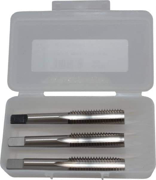 Cleveland - 9/16-12 UNC, 4 Flute, Bottoming, Plug & Taper, Bright Finish, High Speed Steel Tap Set - Right Hand Cut, 3-19/32" OAL, 1" Thread Length - Eagle Tool & Supply