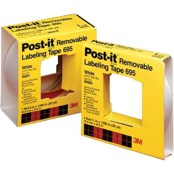 3M - 2" Wide x 36 yds Long, 695 Box Sealing & Label Protection Tape - White - Eagle Tool & Supply