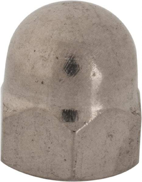 Value Collection - 7/16-20" UNF, 5/8" Width Across Flats, Uncoated, Stainless Steel Acorn Nut - 23/32" Overall Height, Grade 18-8 - Eagle Tool & Supply