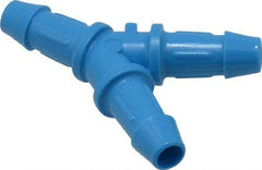 Made in USA - 3/16" Barb, HDPE Single Barbed Tube Y Connector - Blue, Male - Eagle Tool & Supply