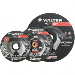 WALTER Surface Technologies - 24 Grit, 7" Wheel Diam, 1/4" Wheel Thickness, 7/8" Arbor Hole, Type 27 Depressed Center Wheel - Aluminum Oxide, Resinoid Bond, 8,600 Max RPM - Eagle Tool & Supply