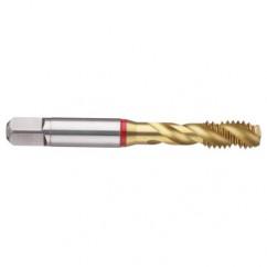 M8x1.0 6H 3-Flute Cobalt Red Ring Semi-Bottoming 40 degree Spiral Flute Tap-TiN - Eagle Tool & Supply