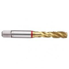 M12x1.0 6H 3-Flute Cobalt Red Ring Semi-Bottoming 40 degree Spiral Flute Tap-TiN - Eagle Tool & Supply