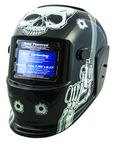 #41282 - Solar Powered Welding Helment; Black with Skull and Pistol Graphics - Eagle Tool & Supply