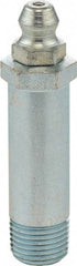 Umeta - Straight Head Angle, 1/8-27 PTF Steel Standard Grease Fitting - 7/16" Hex, 1-3/4" Overall Height, 1-17/64" Shank Length, Zinc Plated Finish - Eagle Tool & Supply