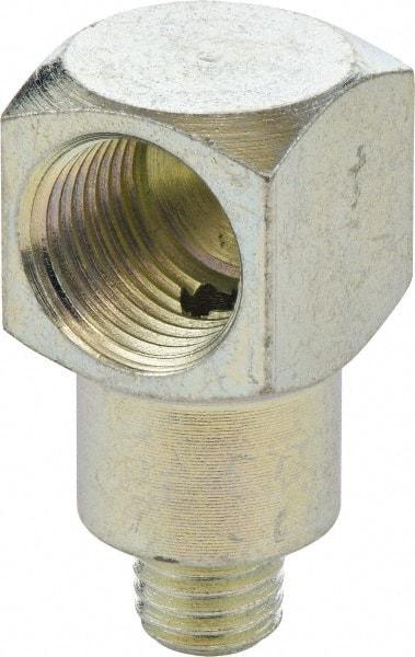 Umeta - 90° Head Angle, 1/4-28 PTF Steel Grease Fitting Adapter - 1/2" Hex, 1.0313" Overall Height, Zinc Plated Finish - Eagle Tool & Supply