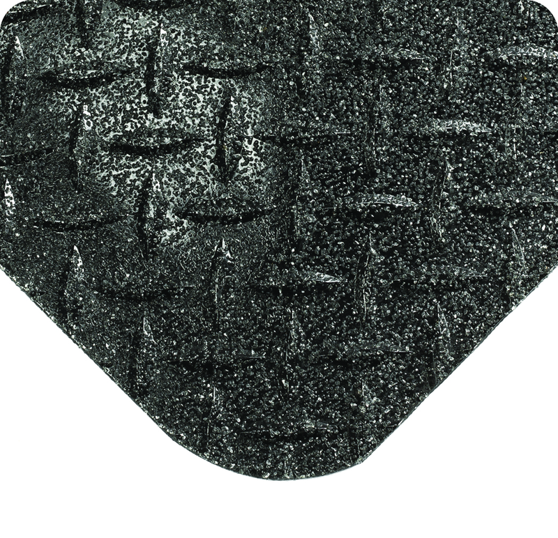 Diamond Plate with GritWorks Floor Mat - 3' x 5' x 15/16" Thick - (Black Diamond Plate Sponge Cote Coating) - Eagle Tool & Supply