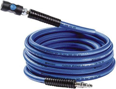 Prevost - 3/8" ID 50' Long Multipurpose Air Hose - Industrial Interchange Safety Coupler x Male Plug Ends, 300 Working psi, 5 to 140°F, 1/4" Fitting, Blue - Eagle Tool & Supply