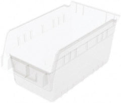 Akro-Mils - 11-5/8" Deep, Clear Polymer Hopper Shelf Bin - 6" High x 6-5/8" Wide x 11-5/8" Long - Eagle Tool & Supply