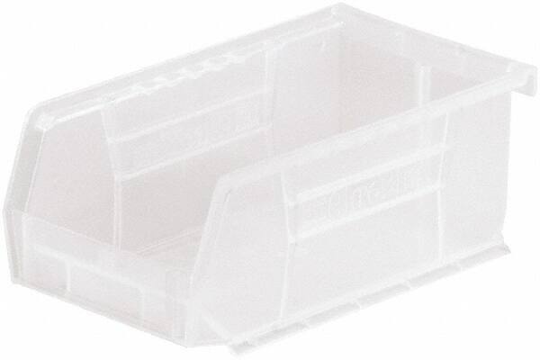 Akro-Mils - 10 Lb. Load Capacity, 7-3/8" Deep, Clear Polymer Hopper Stacking Bin - 3" High x 4-1/8" Wide x 7-3/8" Long - Eagle Tool & Supply
