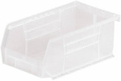 Akro-Mils - 10 Lb. Load Capacity, 7-3/8" Deep, Clear Polymer Hopper Stacking Bin - 3" High x 4-1/8" Wide x 7-3/8" Long - Eagle Tool & Supply