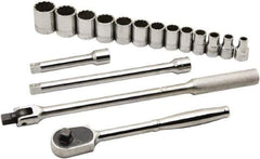 Ability One - 1/2" Drive Socket Set - 12 Points, 3/8" to 1-1/8" Range, Inch Measurement Standard - Eagle Tool & Supply