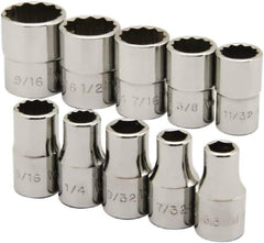 Ability One - 1/4" Drive Socket Set - 6, 12 Points, 3/16" to 9/16" Range, Inch Measurement Standard - Eagle Tool & Supply