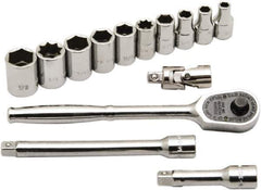 Ability One - 1/4" Drive Socket Set - 12 Points, 3/16" to 9/16" Range, Inch Measurement Standard - Eagle Tool & Supply