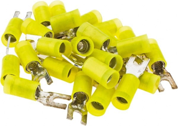 Value Collection - #6 Stud, 12 to 10 AWG Compatible, Partially Insulated, Crimp Connection, Locking Fork Terminal - Eagle Tool & Supply