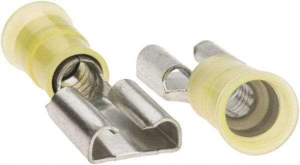 Value Collection - 16 to 12 AWG, Nylon, Fully Insulated, Male Wire Disconnect - 3/8" Wide Tab, Yellow, CSA Certified, UL Listed - Eagle Tool & Supply