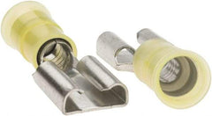 Value Collection - 16 to 12 AWG, Nylon, Fully Insulated, Male Wire Disconnect - 3/8" Wide Tab, Yellow, CSA Certified, UL Listed - Eagle Tool & Supply