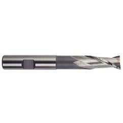 3/8 Dia. x 3-5/16 Overall Length 2-Flute Square End High Speed Steel SE End Mill-Round Shank-Extension -TiN - Eagle Tool & Supply
