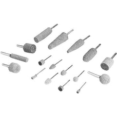 3M - 1/2" Head Diam x 1/2" Thickness, W185, Cylinder End, Aluminum Oxide Mounted Point - Gray, Coarse Grade, 34,500 RPM - Eagle Tool & Supply