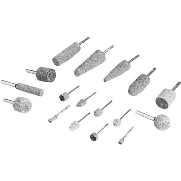 3M - 1" Head Diam x 1" Thickness, A21, Ball Nose End, Aluminum Oxide Mounted Point - Gray, Medium Grade, 34,500 RPM - Eagle Tool & Supply
