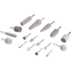 3M - 1/2" Head Diam x 1/2" Thickness, W185, Cylinder End, Aluminum Oxide Mounted Point - Gray, Medium Grade, 34,500 RPM - Eagle Tool & Supply